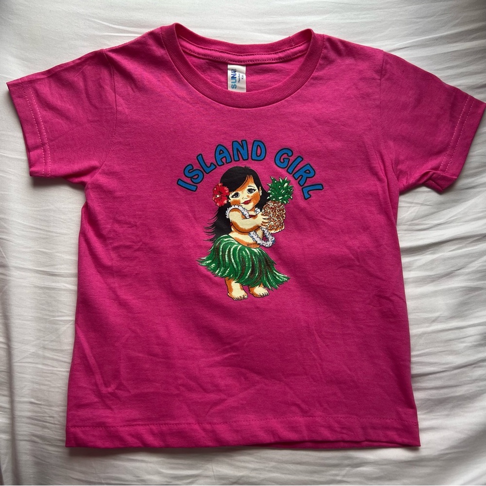Pink “Island Girl” Crop Top/Kids Top